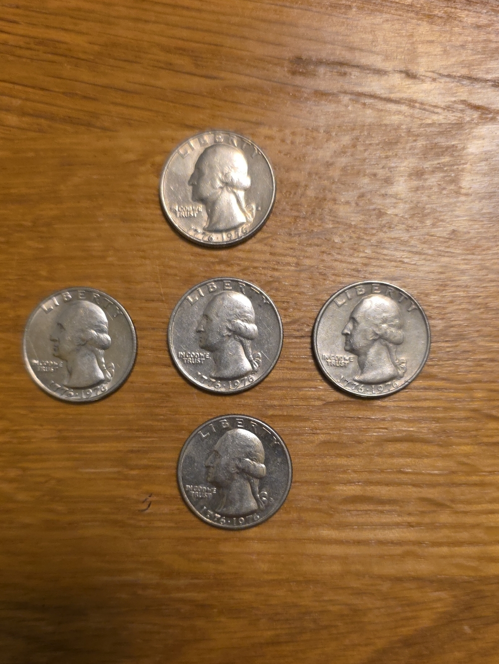 1976 Bicentennial US Quarter Qty Five (5).  Collector’s Item
